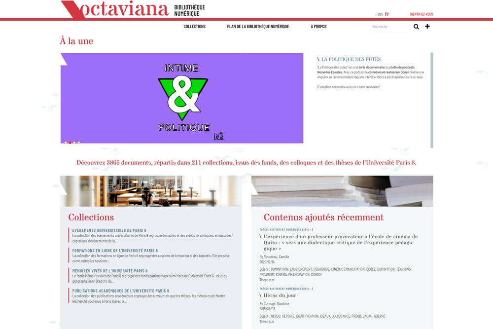 Octaviana, bibliothèque numérique de Paris 8 - Page d'accueil